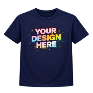 Customize Navy Blue T-Shirt (Unisex Round Neck)